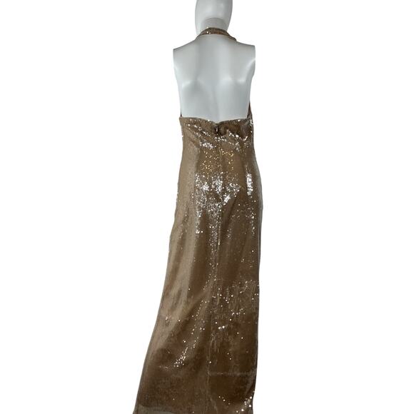 Lovers And Friends 'Stevie' Tan Polyester Sequin Midi Dress Size S - Picture 3 of 4